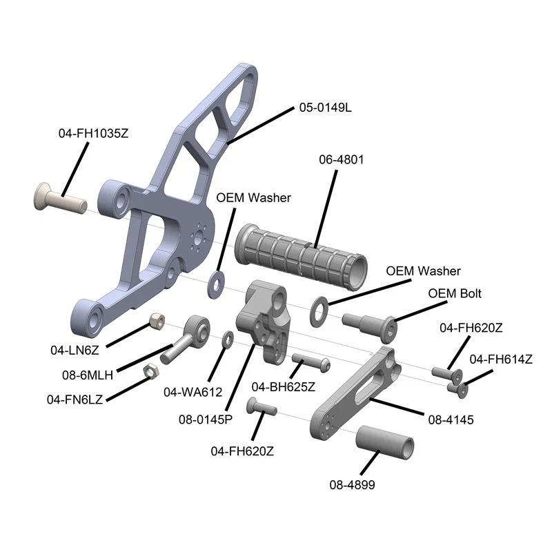 05-0151B Kawasaki ZX636 Complete Rearset Kit - STD/GP Shift - Image 3