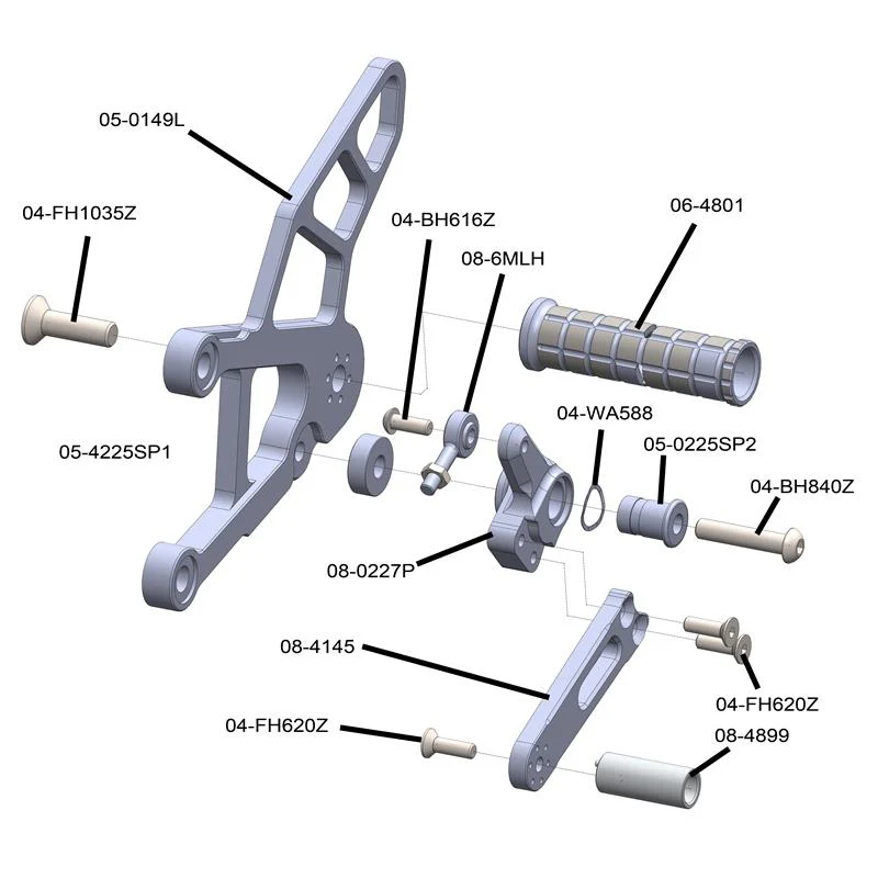 05-0152B Kawasaki ZX636R Complete Rearset Kit -  GP Shift  w/ OEM QS - Image 3