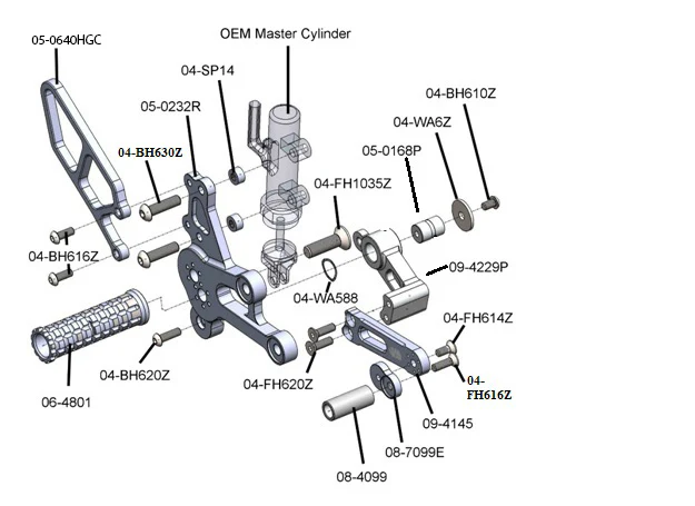 05-0233B Suzuki GSX8S/R Complete GP Shift Rearset Kit W/Pedals - Image 4