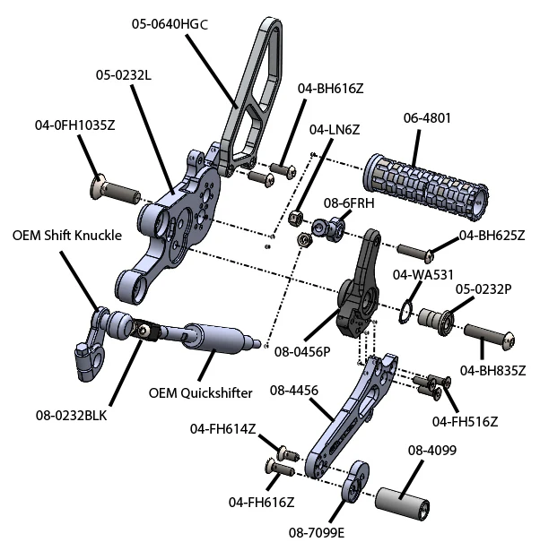 05-0233B Suzuki GSX8S/R Complete GP Shift Rearset Kit W/Pedals - Image 5