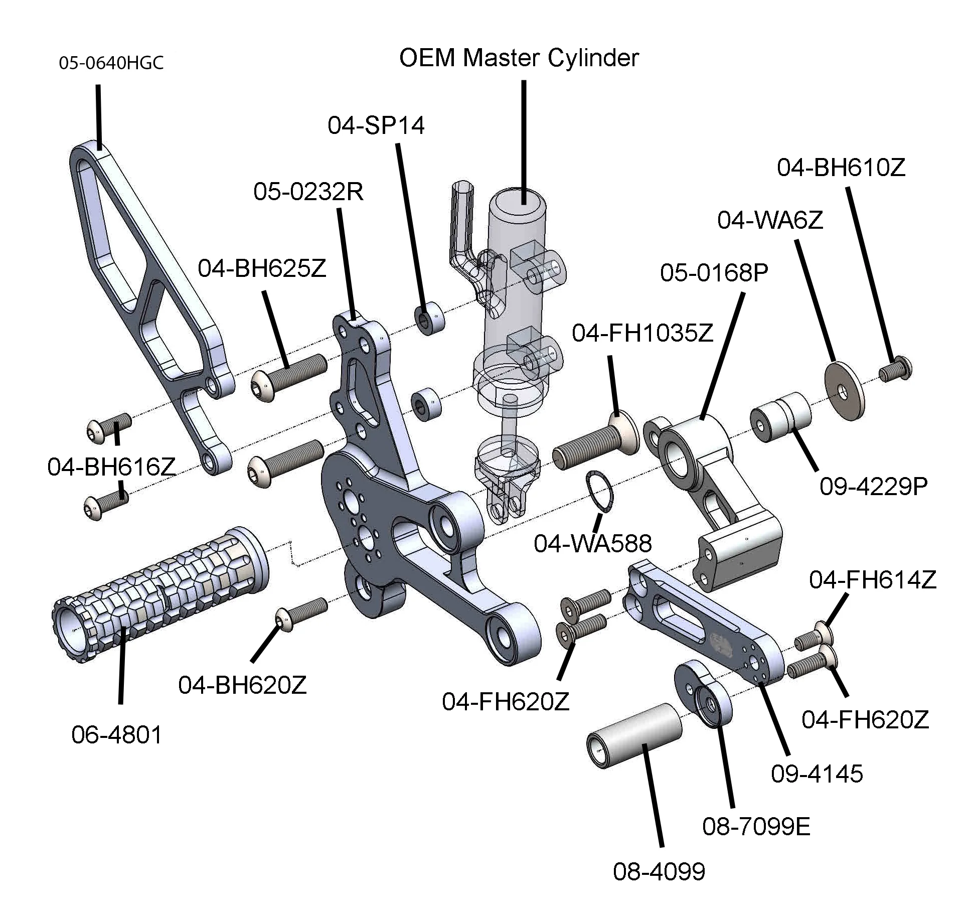 05-0232B Suzuki GSX-8 S/R Complete Std Shift Rearset Kit W/Pedals - Image 4