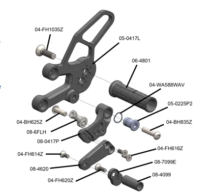 05-0417B Yamaha YZF-R7 Complete Rearset Kit w/ Pedals - Image 5