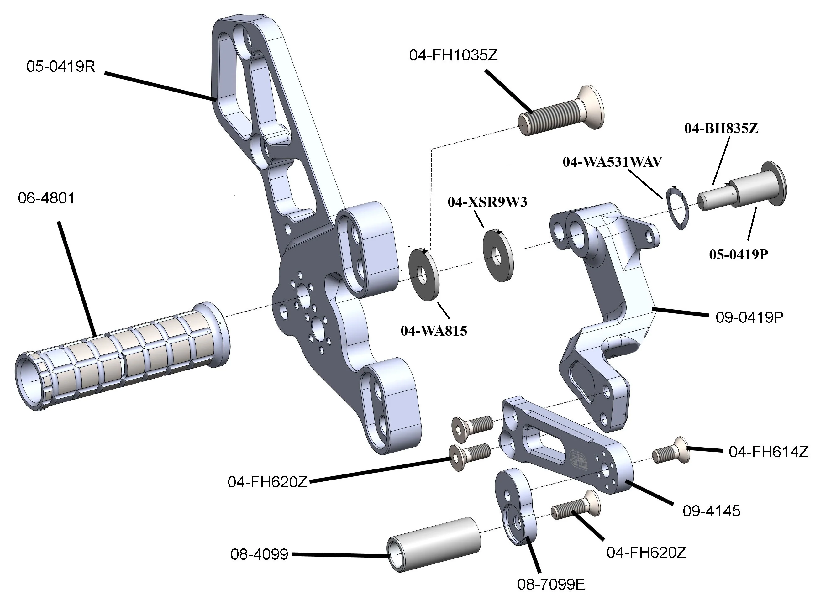 05-0429B Yamaha XSR900 Rearset Kit, Complete W/Pedals - Image 4
