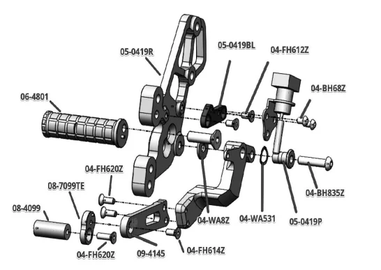 05-0439B Yamaha MT09 Rearset Kit - Image 3