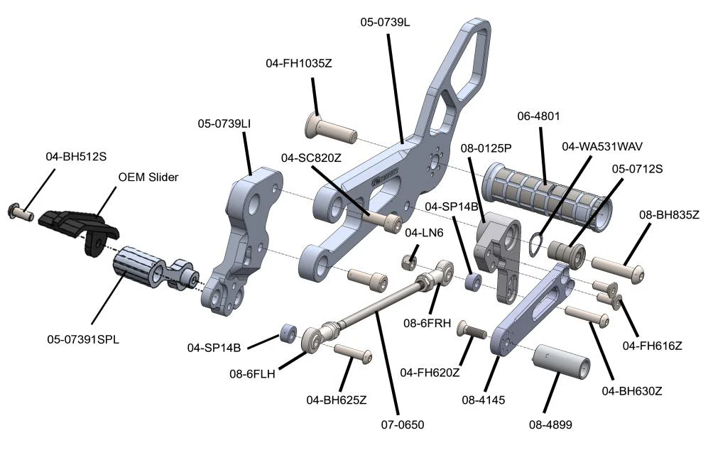 05-0738B KTM RC390 (Race Only) Complete Rearset Kit w/ Pedals - STD/GP Shift - Image 5