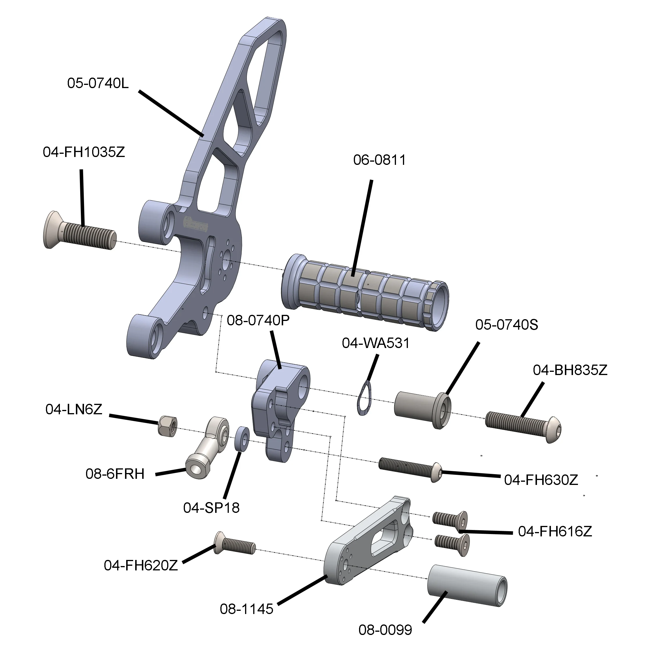 05-0744B 2017-20 Aprilia RSV4/Tuono Complete Rearsets Std Shift - Image 5