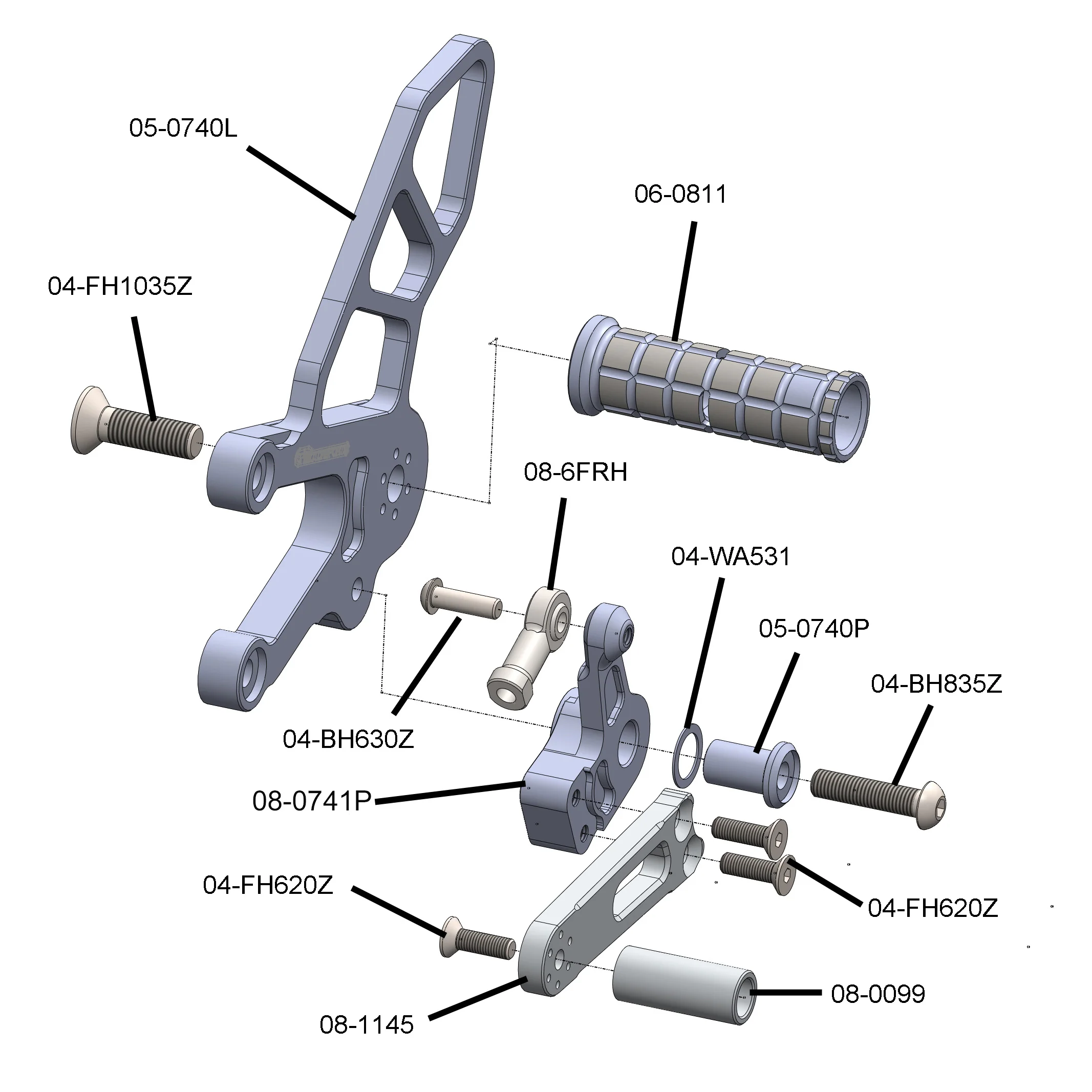 05-0745B Aprilia RSV4 , Tuono V4 GP Shift  Complete Rearset W/Pedals - Image 2