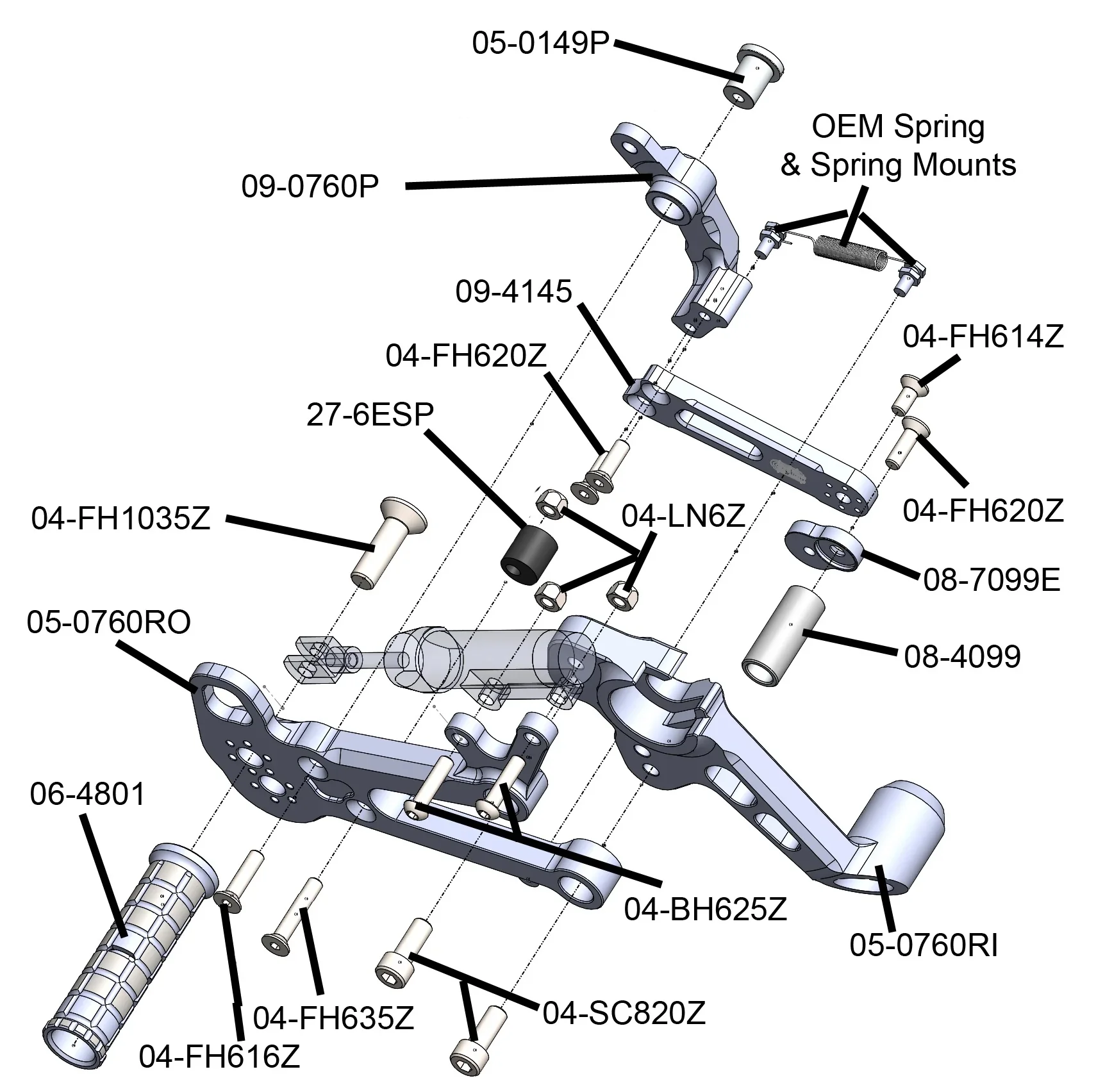 05-0760B Aprilia RS660 Rearset Kit Complete W/Pedals - Image 4