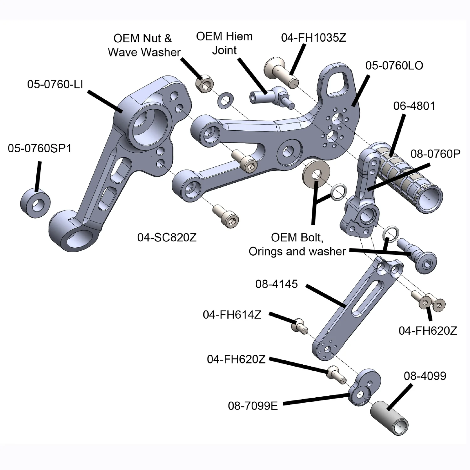 05-0760B Aprilia RS660 Rearset Kit Complete W/Pedals - Image 5
