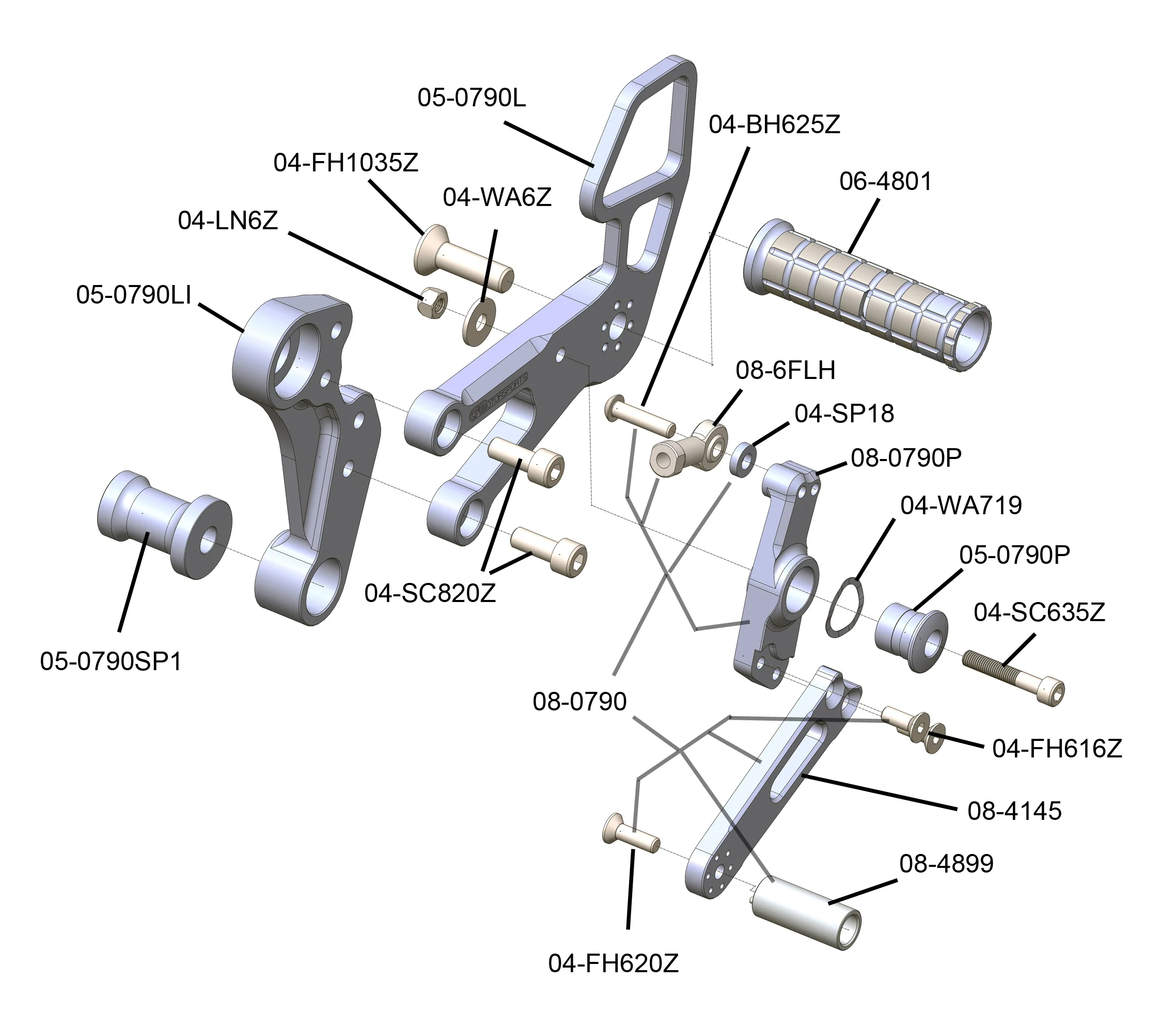 05-0790B KTM Duke790/890  Rear Set Kit - Image 4