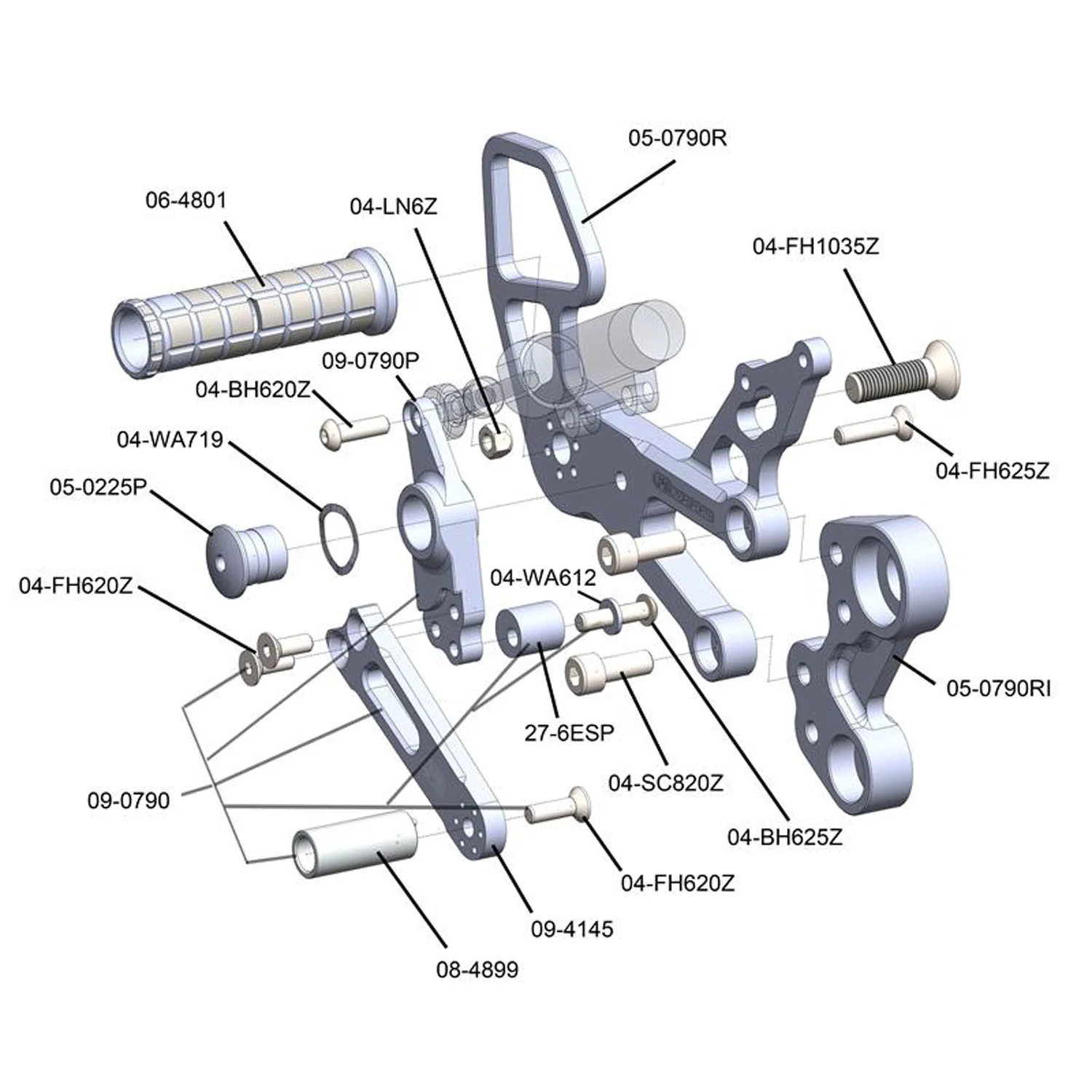 05-0790B KTM Duke790/890  Rear Set Kit - Image 5