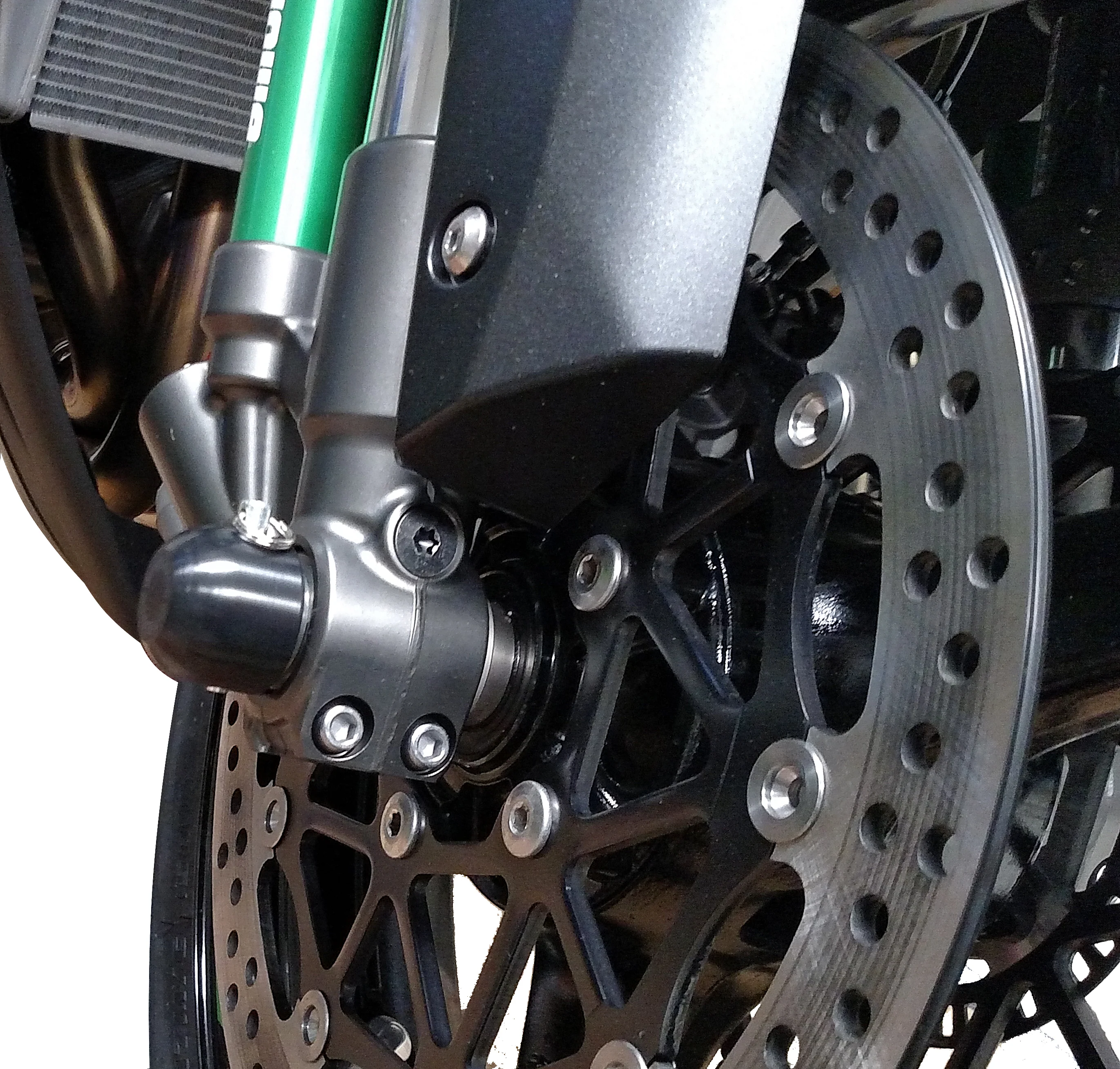 45-0147F Kawasaki ZX10R, H2, 2005-12 ZX6 Front Axle Sliders - Image 2