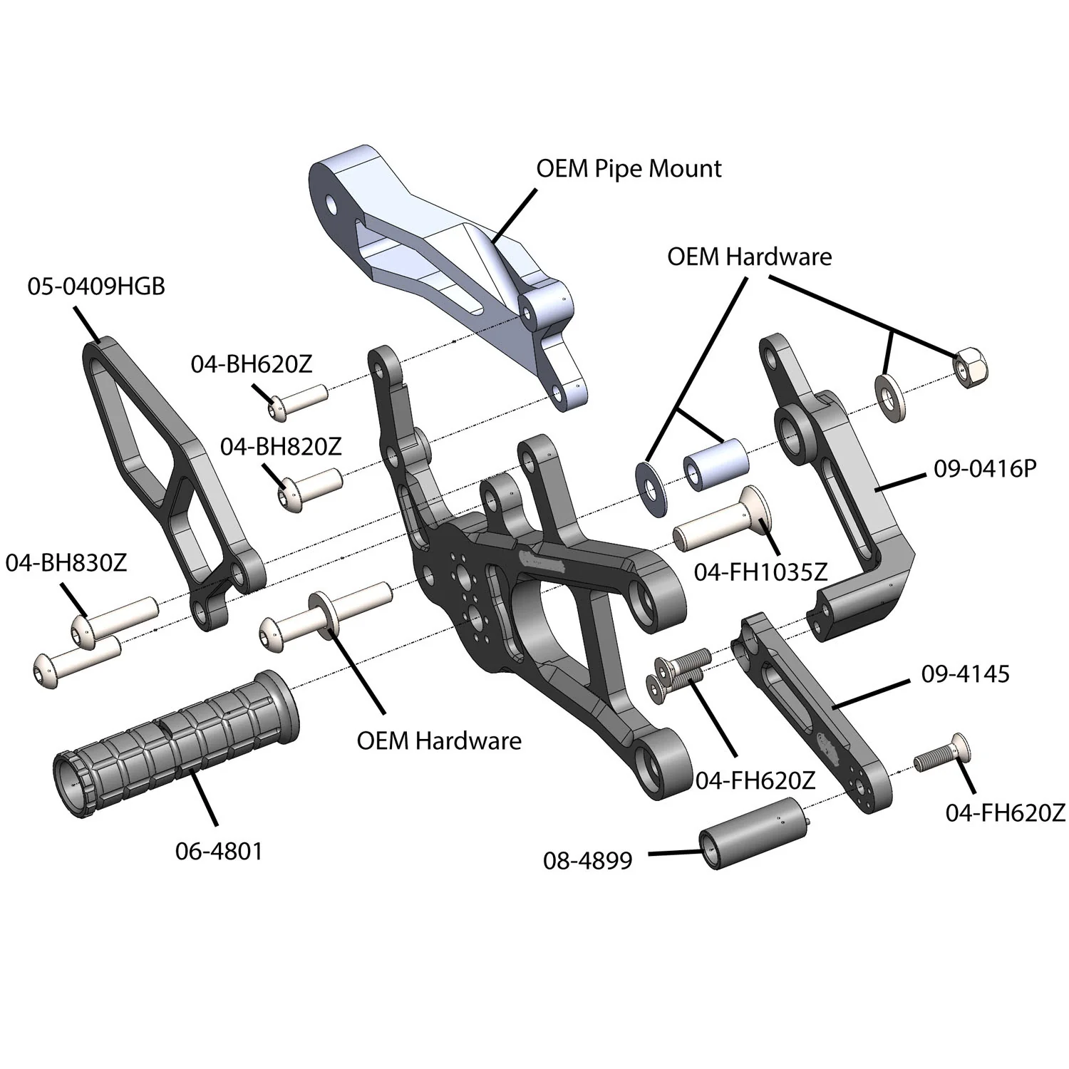 05-0416B Yamaha FZ10 / MT10  Complete Rearset - Image 4