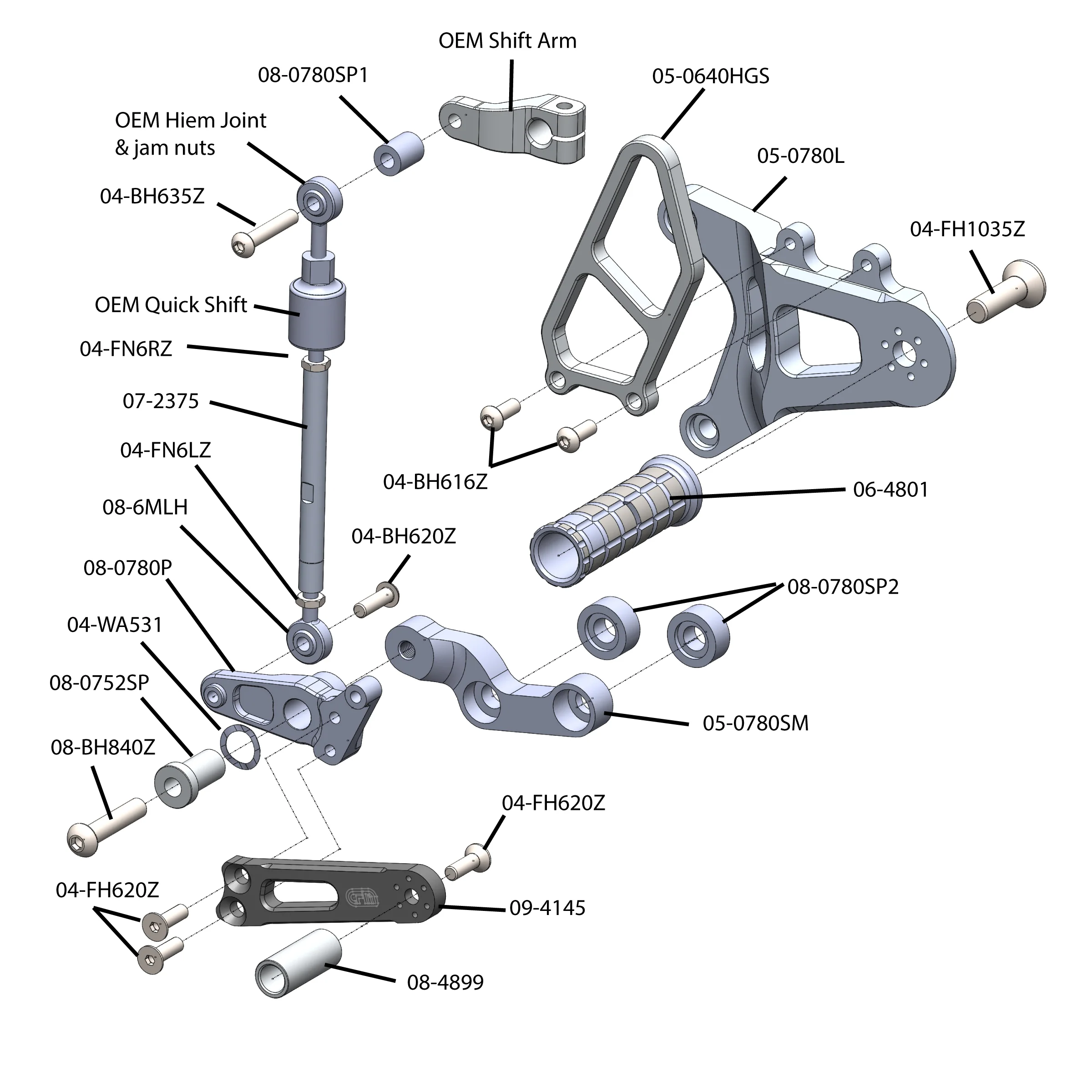 05-0780B MV Agusta F3/Brutale 675/800RR GP/STD Adjustable Rearset Kit w/Shift pedal - Image 4