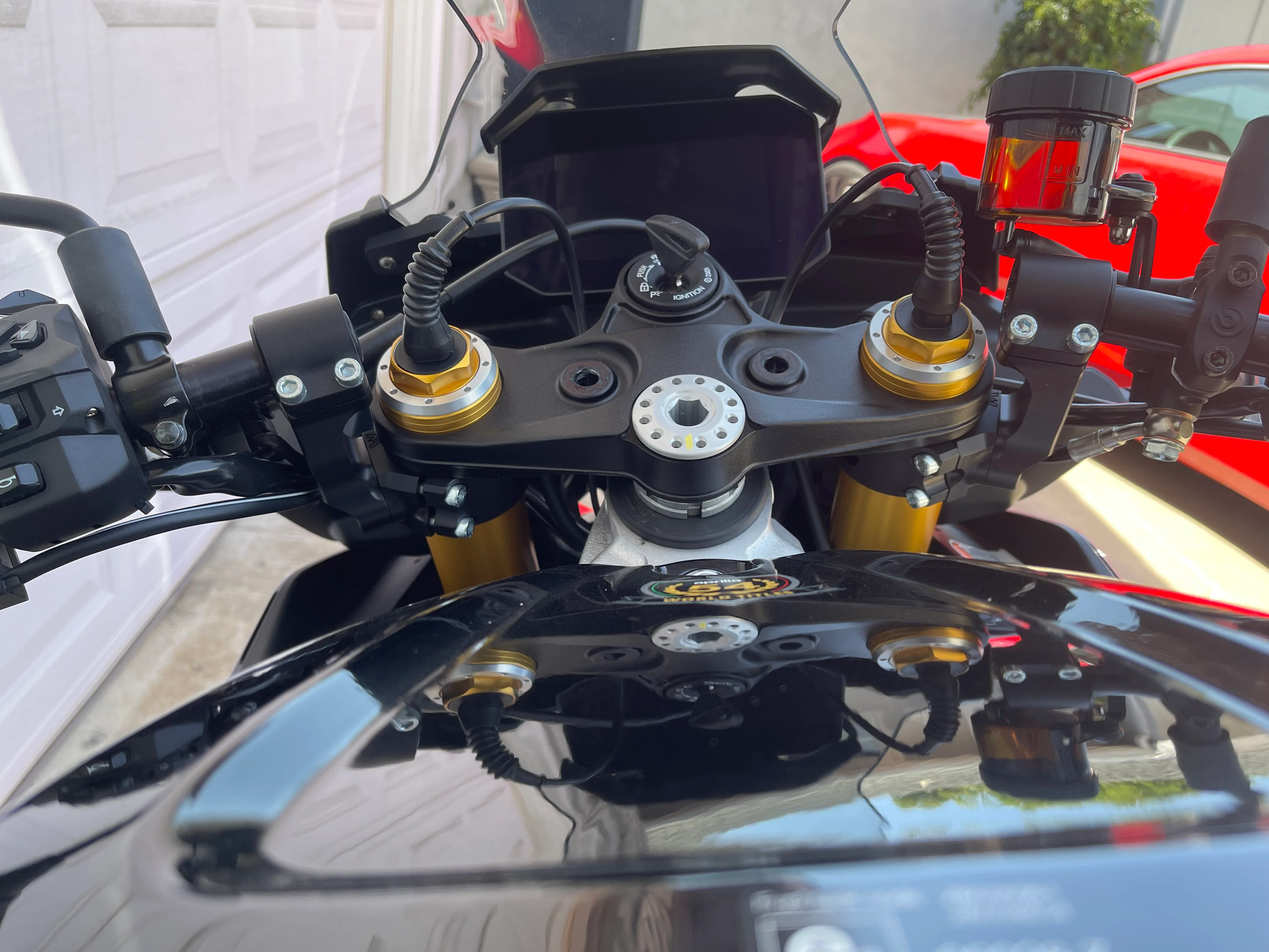 Aprilia Tuono V4 1100 51mm Side Mount 75mm Rise Adjustable Angle Clipon Risers - Image 3