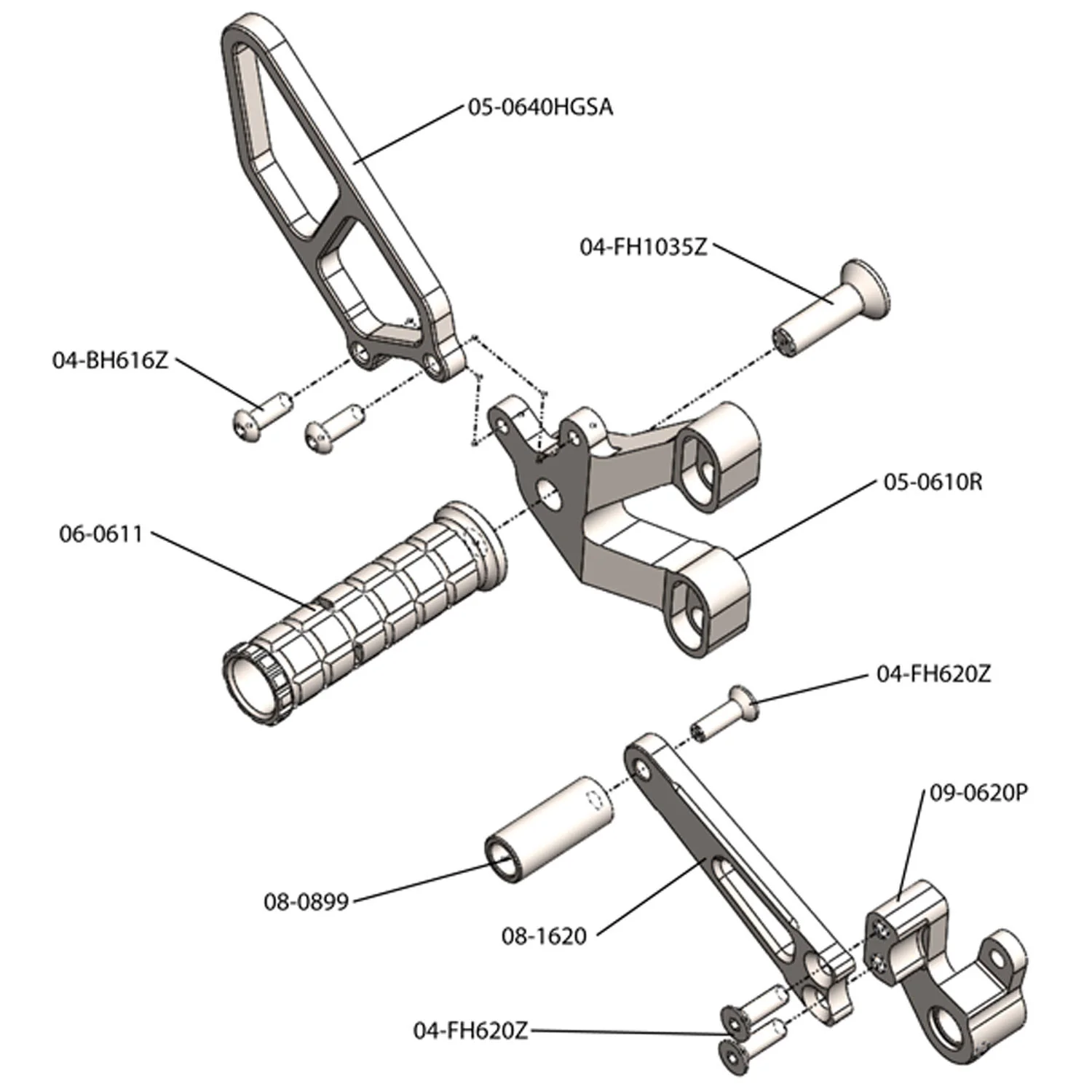 05-0610B Ducati 748/916/996/998 Complete Rearset - Image 4