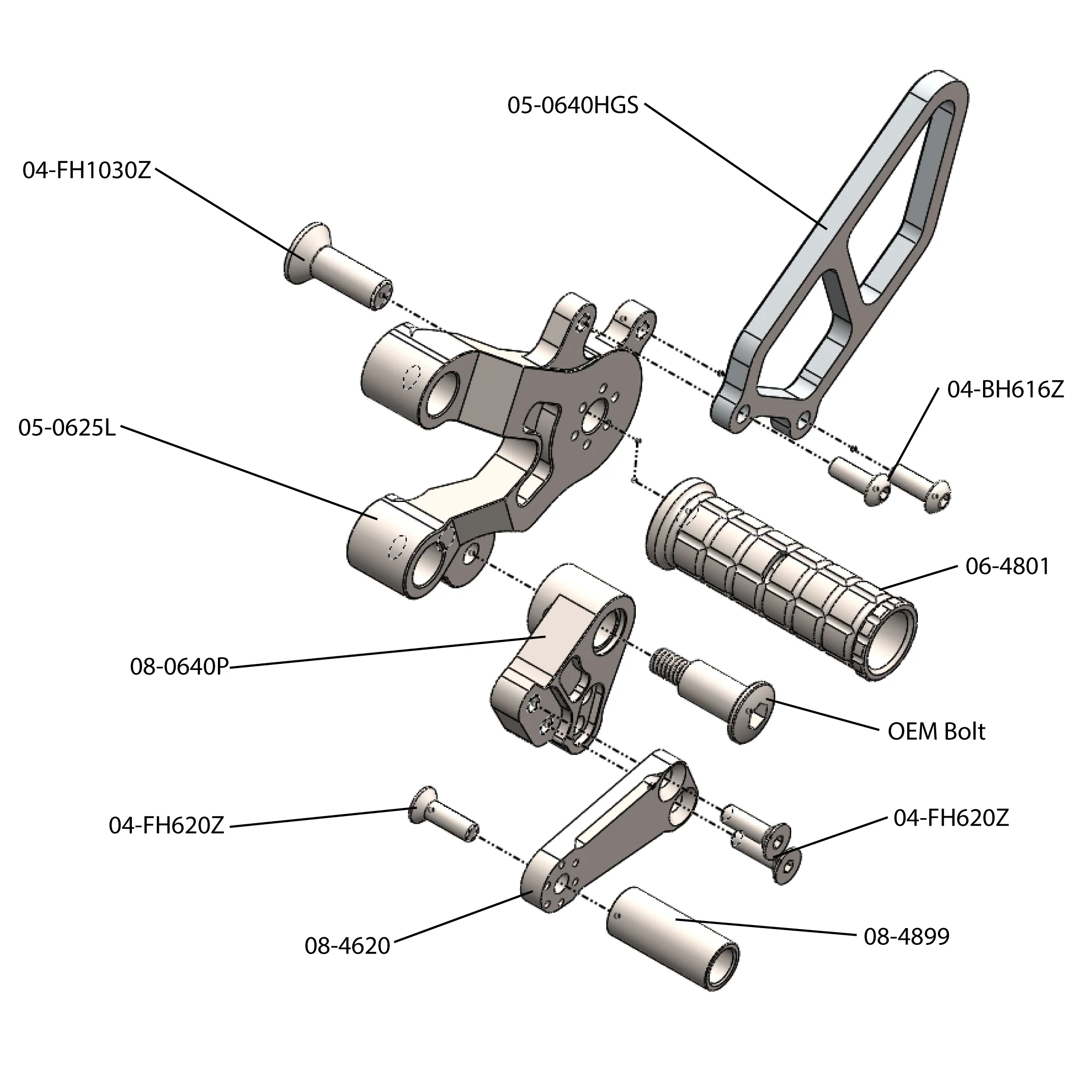 05-0625B Ducati 749/999 Complete Rearset - Image 3