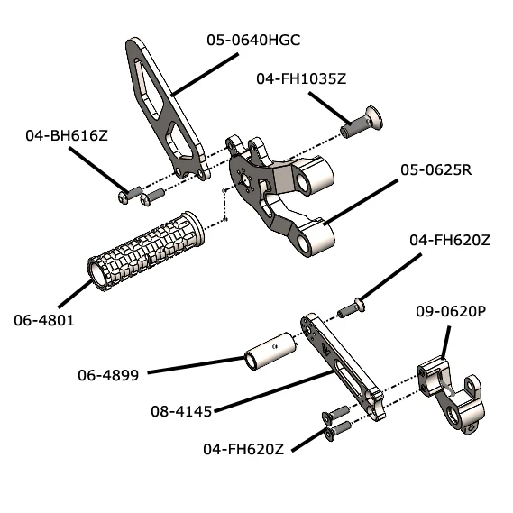 05-0625B Ducati 749/999 Complete Rearset - Image 4