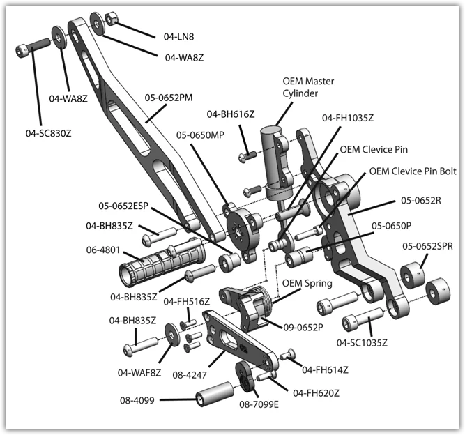 05-0652B Ducati 821 Hypermotard Complete Rearset - Image 5
