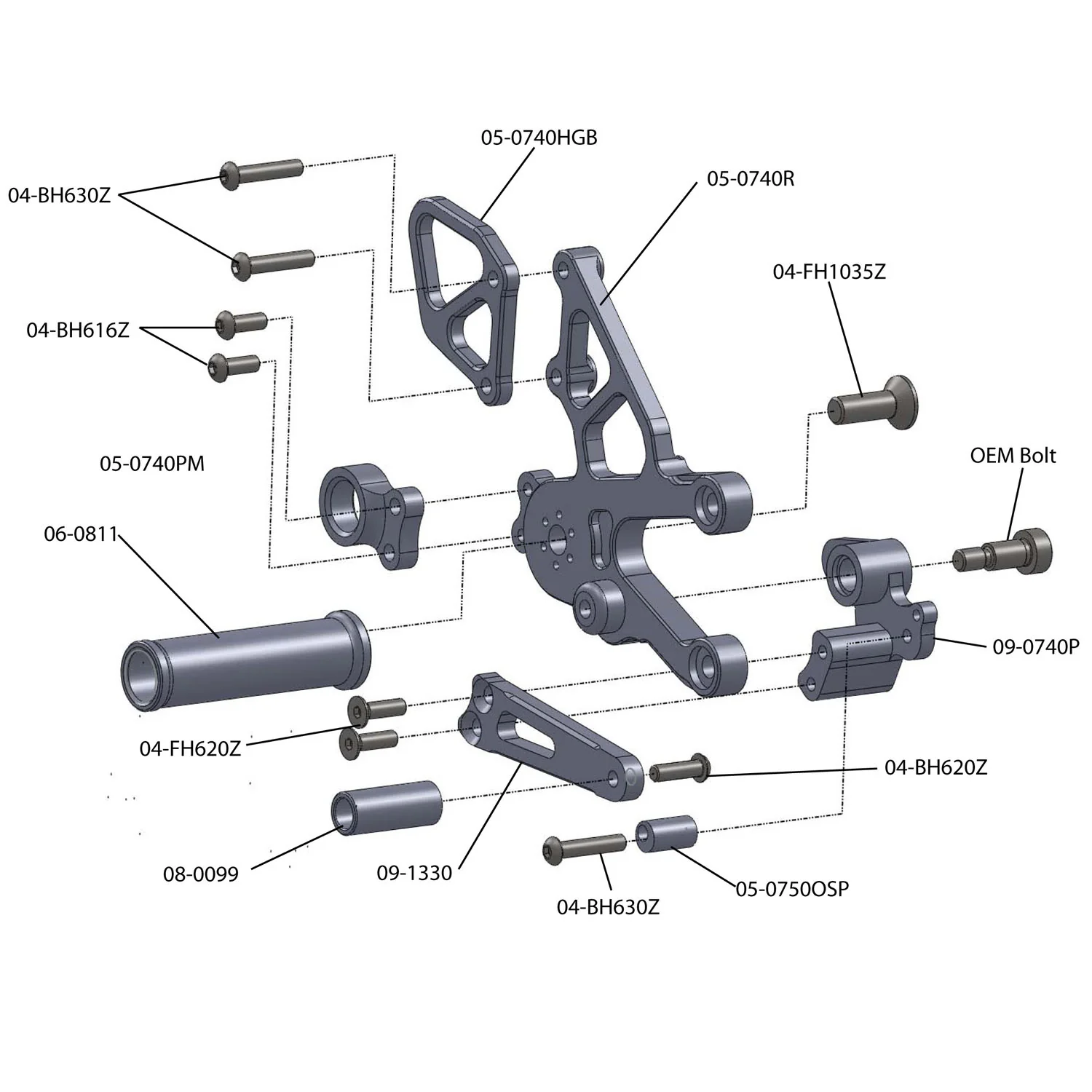 05-0740B 2008-10 Aprilia RSV4 Complete Rearset - Image 7
