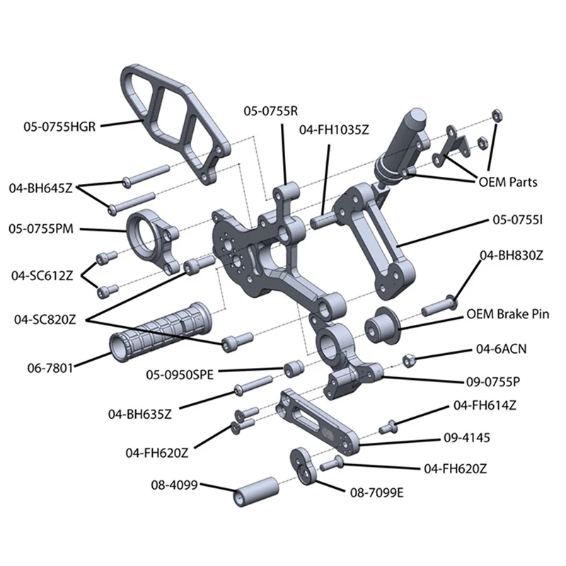 05-0759B BMW S1000R Complete Rearset  - STD/GP - Image 3