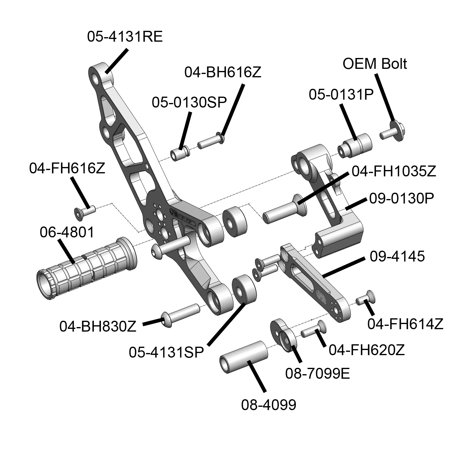 05-4133B Kawasaki Ninja 300 Complete Rearset w/ Pedals - Image 5