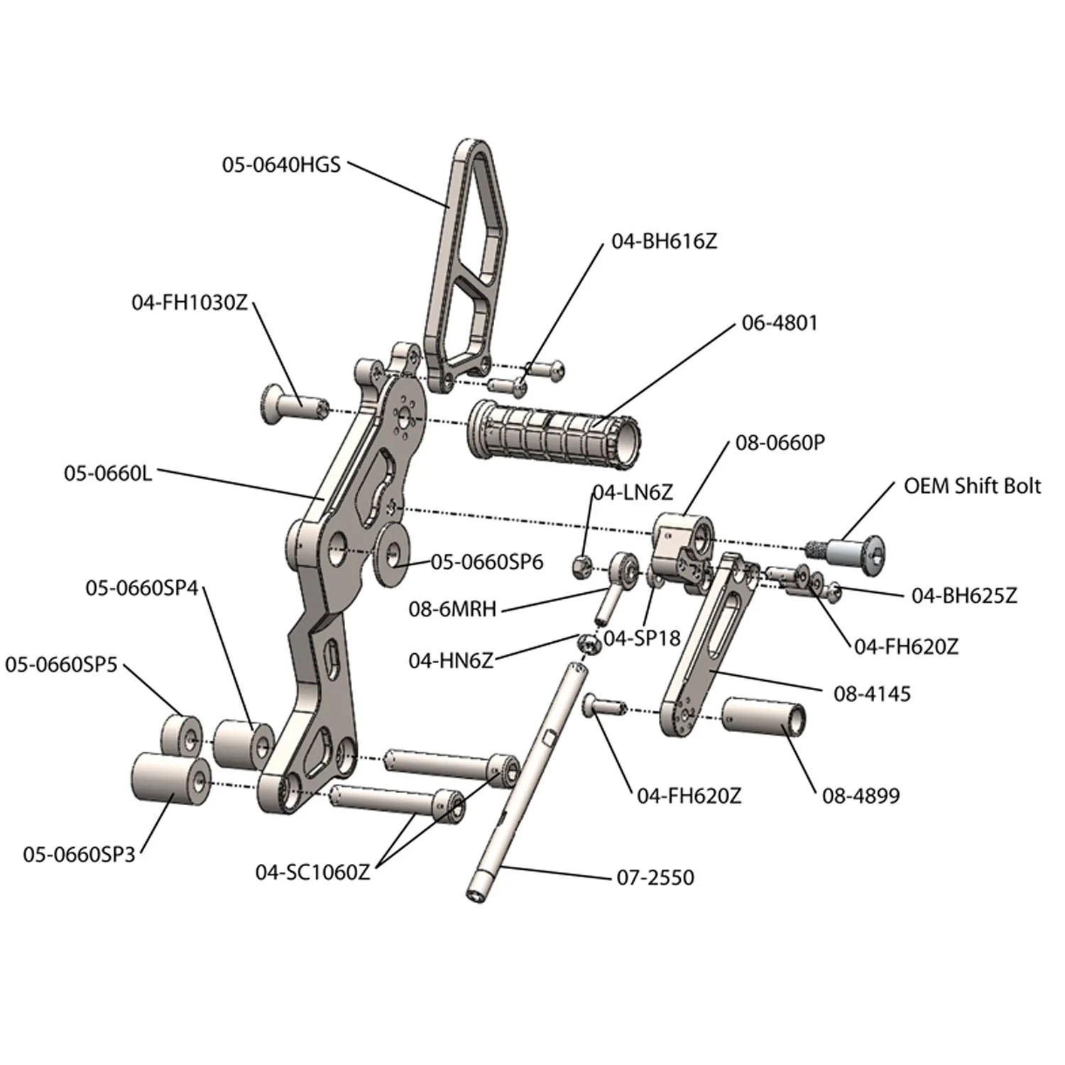 05-0660L Ducati 696/1100 Monster LH Rearset bracket - Image 2