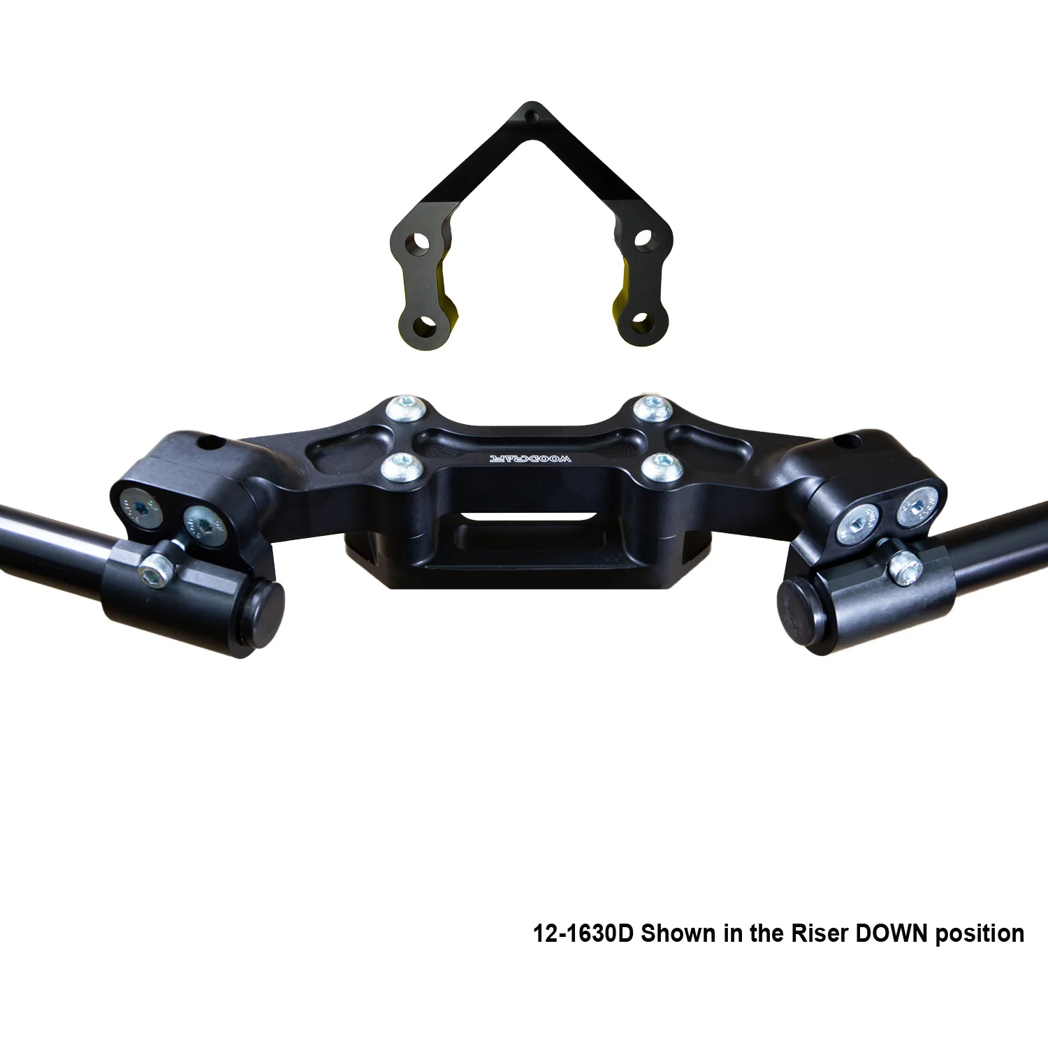 Ducati Monster 1200R 2016-19 Clipon Adapter Plate W/Steering Damper Mount Black Bars - Image 3
