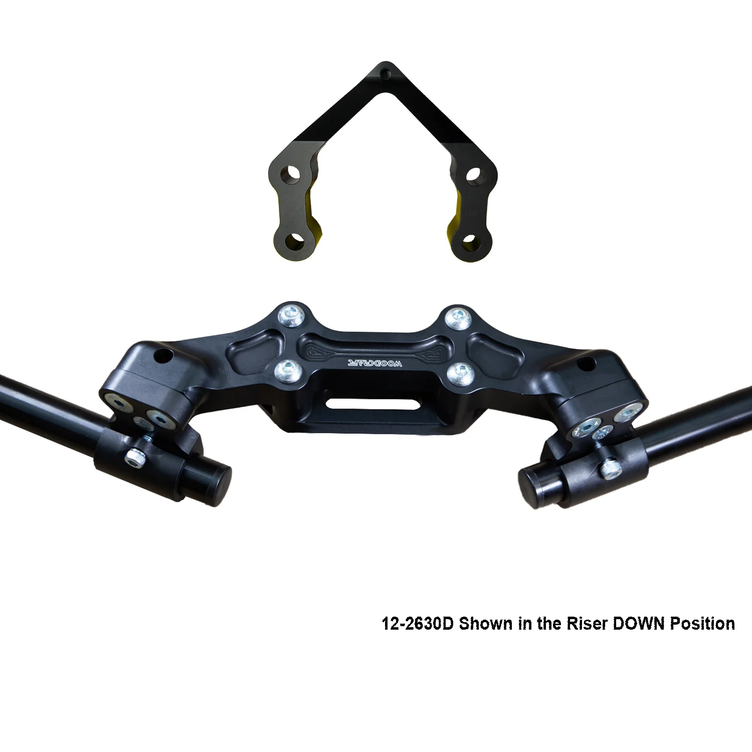 Ducati Monster 1200R 2016-19 Clipon Adapter Plate W/Steering Damper Mount Black Bars - Image 8