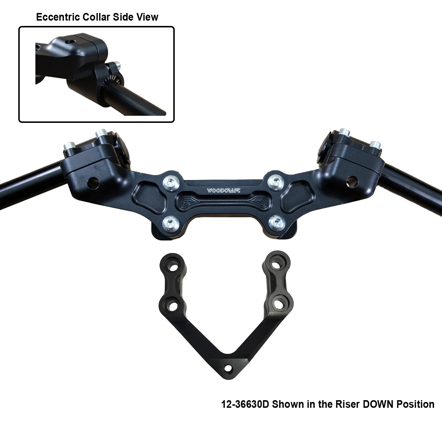 Ducati Monster 1200R 2016-19 Front Mount 35mm Eccentric Adapter Plate  W/Steering Damper Mount, Black Bars - Image 2
