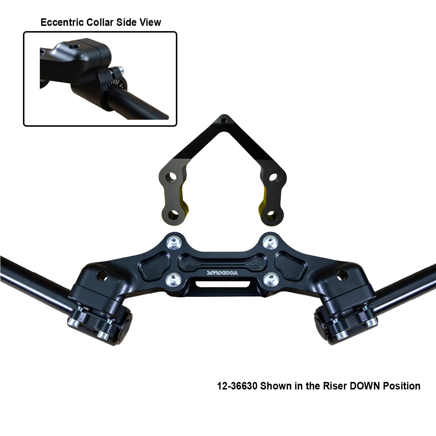 Ducati Monster 1200R 2016-19 Front Mount 35mm Eccentric Adapter Plate  W/Steering Damper Mount, Black Bars - Image 3