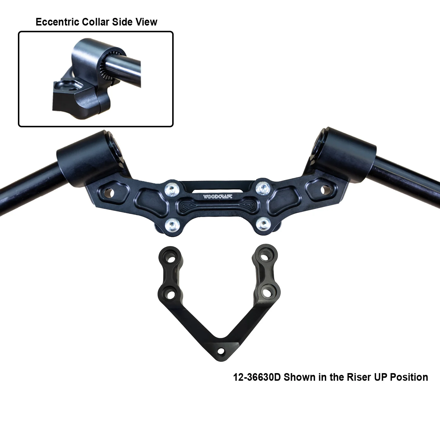Ducati Monster 1200R 2016-19 Front Mount 35mm Eccentric Adapter Plate  W/Steering Damper Mount, Black Bars - Image 4
