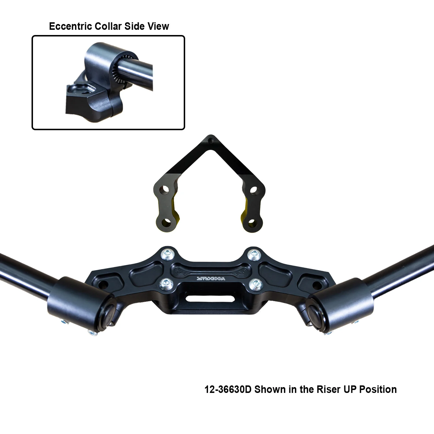 Ducati Monster 1200R 2016-19 Front Mount 35mm Eccentric Adapter Plate  W/Steering Damper Mount, Black Bars - Image 5