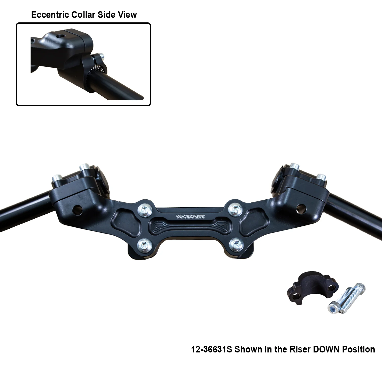 Ducati Monster 821 2014-17 Clipon Adapter Plate w/ STD black bars, Res. Spacer 1 inch Standard Rise - Image 5
