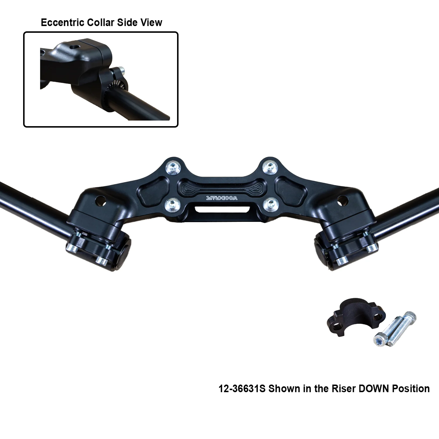 Ducati Monster 821 2014-17 Clipon Adapter Plate w/ STD black bars, Res. Spacer 1 inch Standard Rise - Image 6