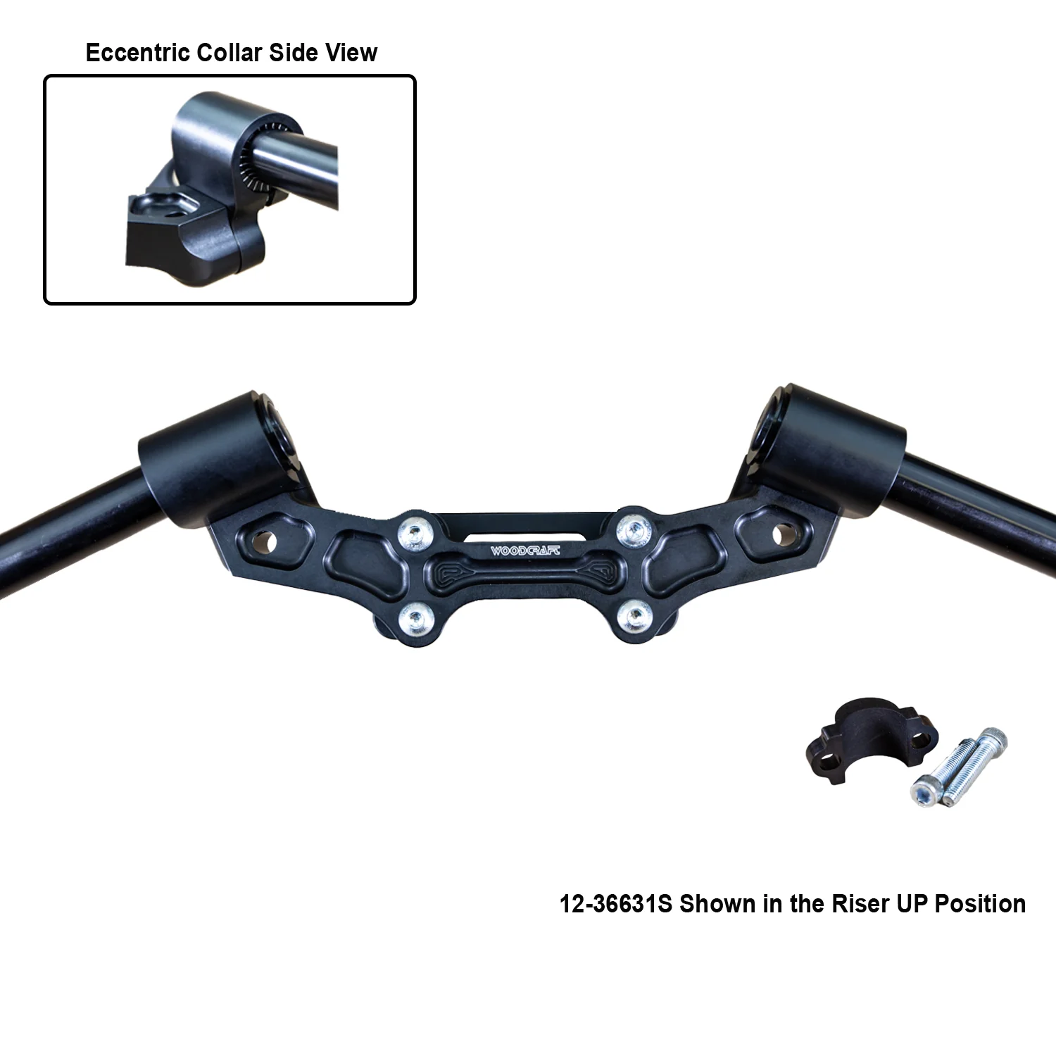 Ducati Monster 821 2014-17 Clipon Adapter Plate w/ STD black bars, Res. Spacer 1 inch Standard Rise - Image 7