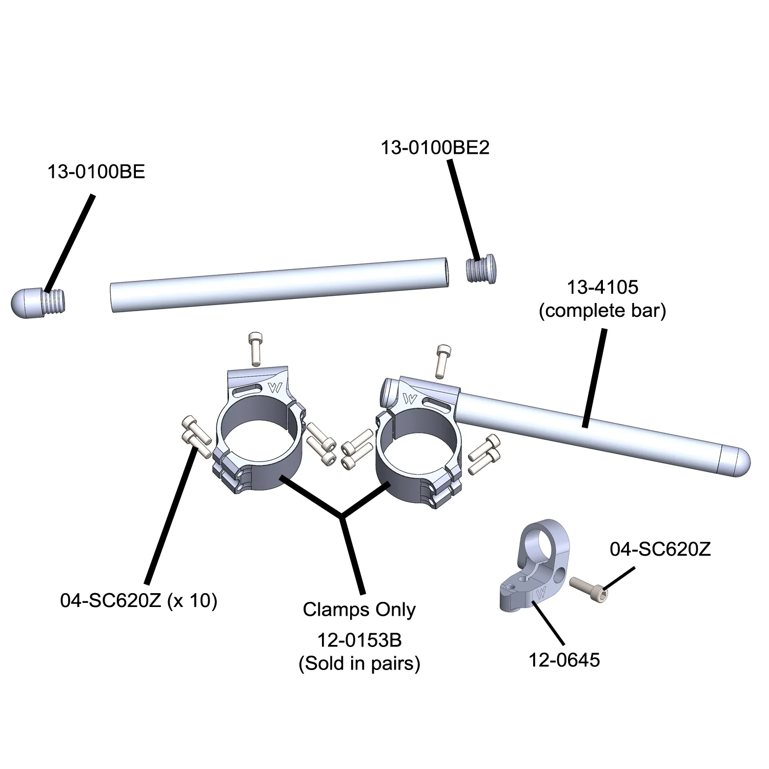 Ducati Panigale 53mm Clip-ons with Damper Bracket w/ BXL - Image 4