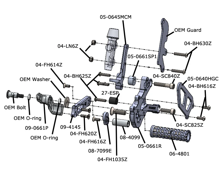 05-0661B Ducati V2 Complete Rearset - Image 4