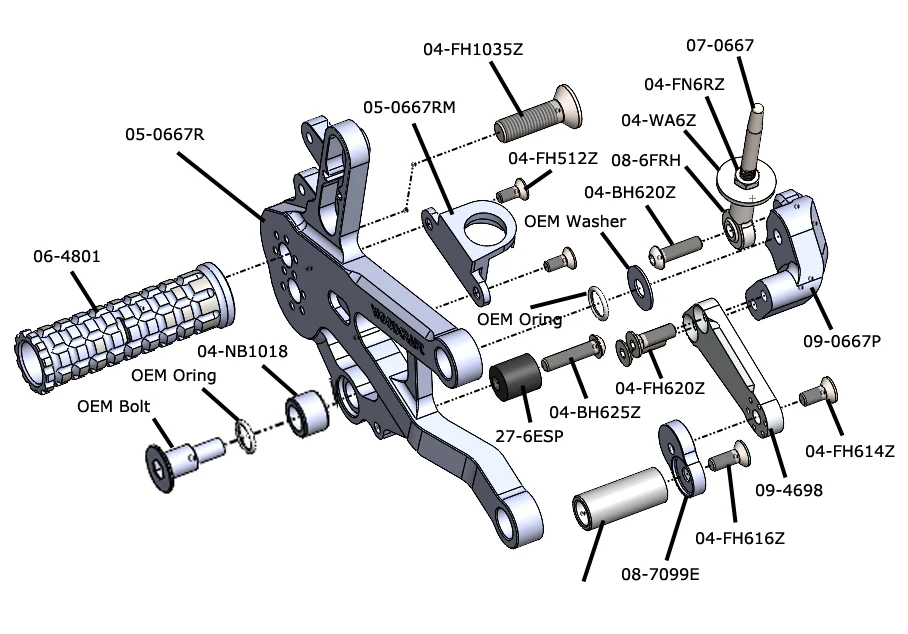 05-0667B Ducati V4 Complete Rearset - Image 2