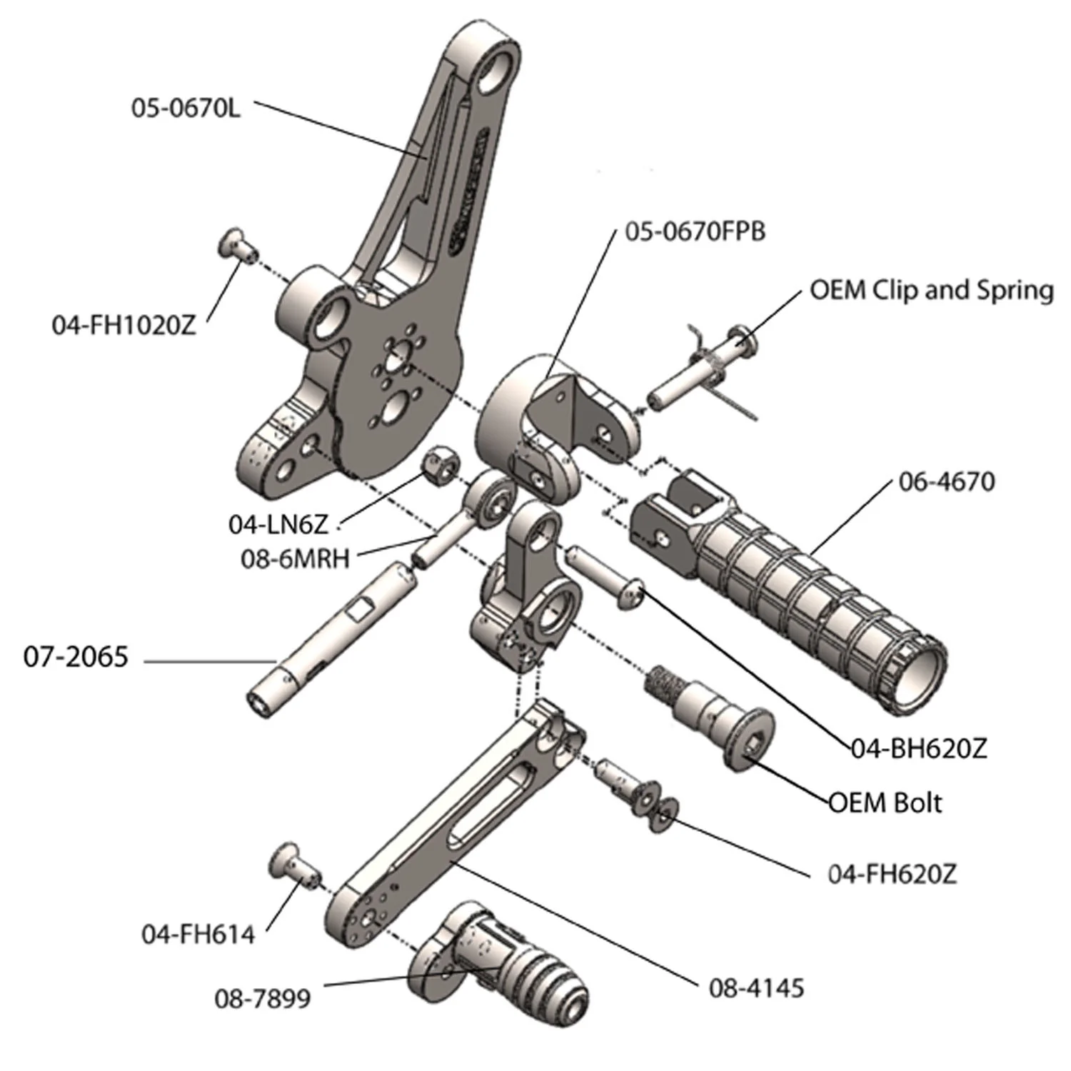 05-0671B Ducati Diavel GP Shift Adjustable Complete Rearset Kit - Image 4
