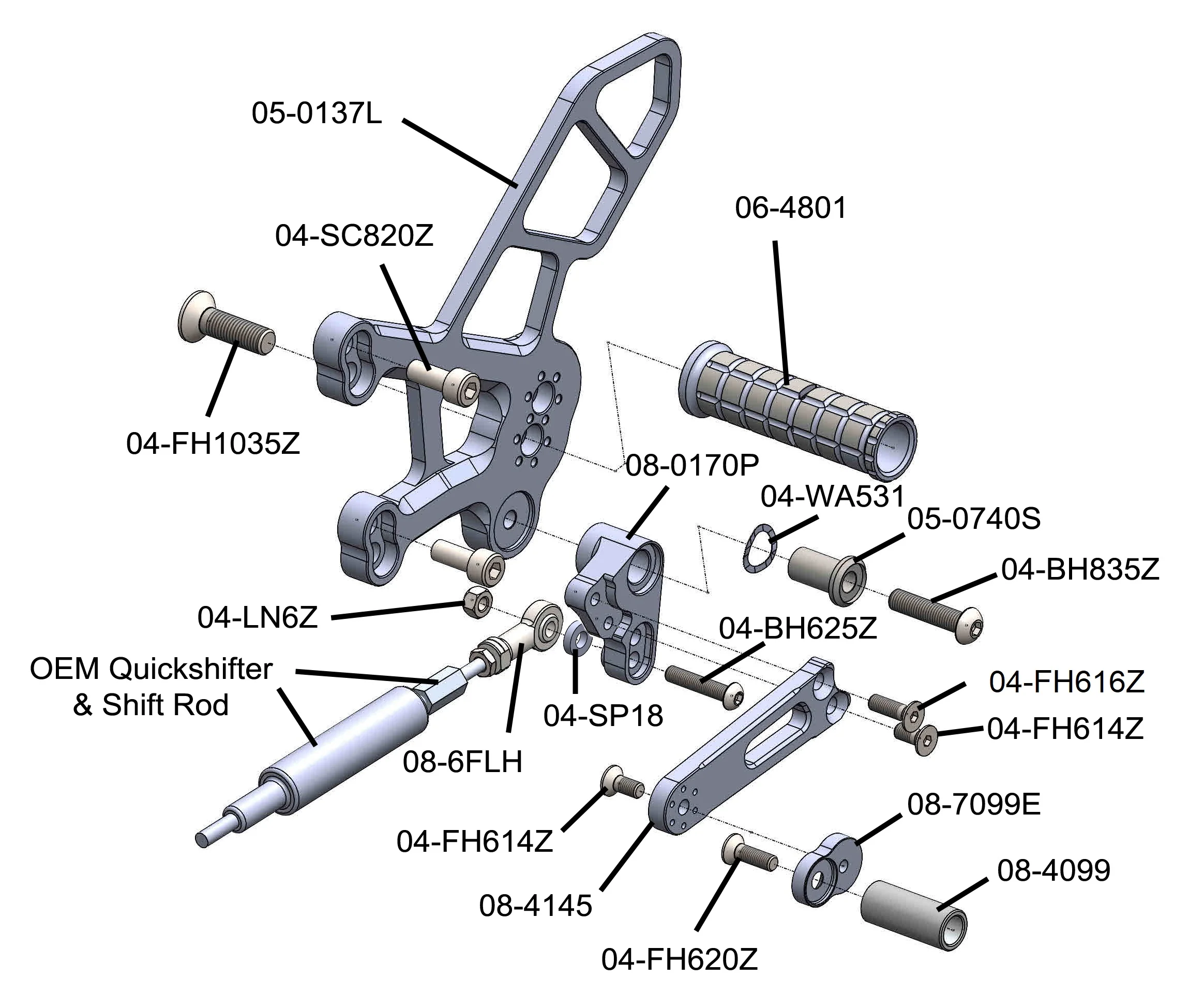 05-0137B Kawasaki ZX-4RR Complete Rearset - Image 6