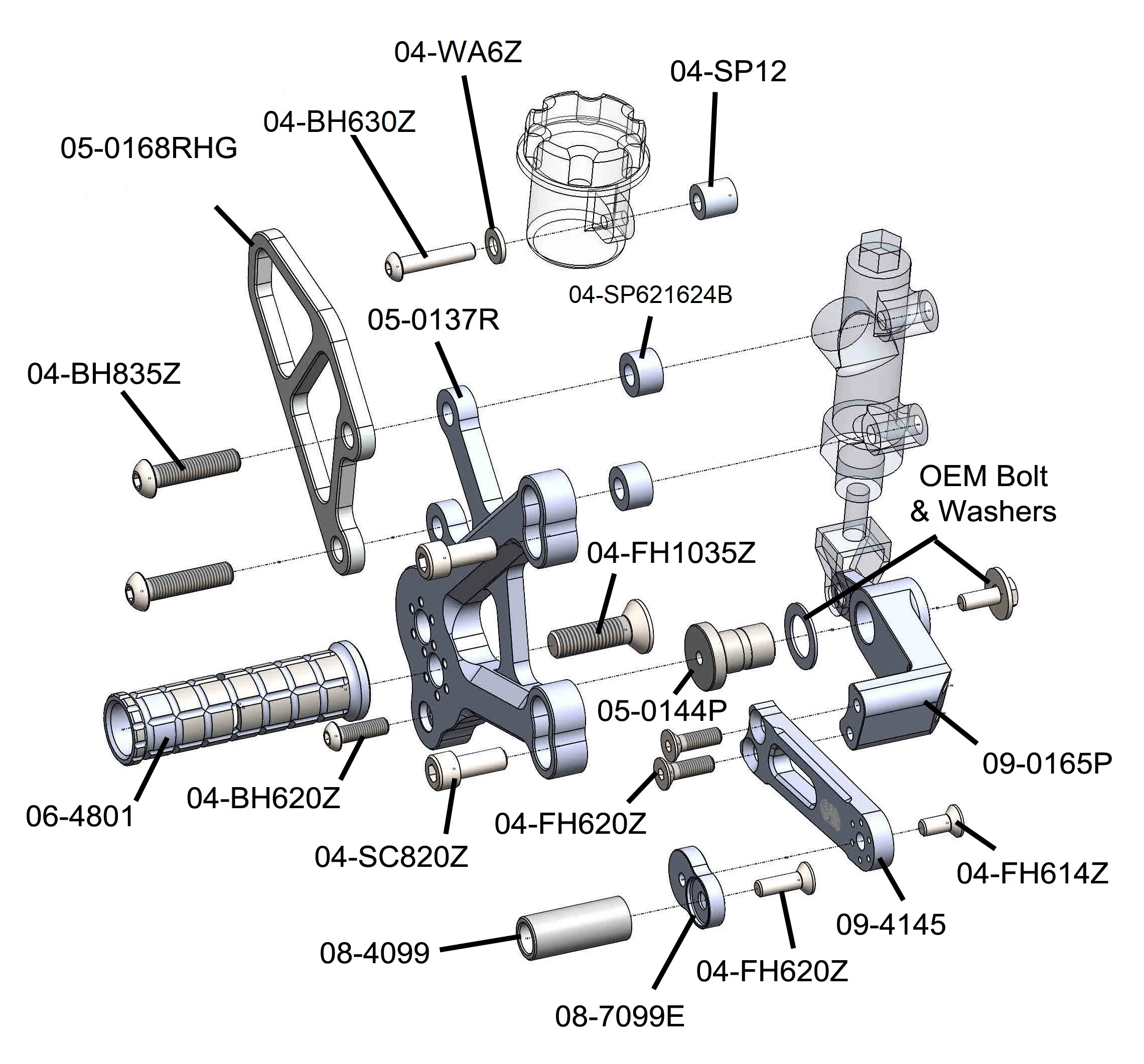 05-0137B Kawasaki ZX-4RR Complete Rearset - Image 7
