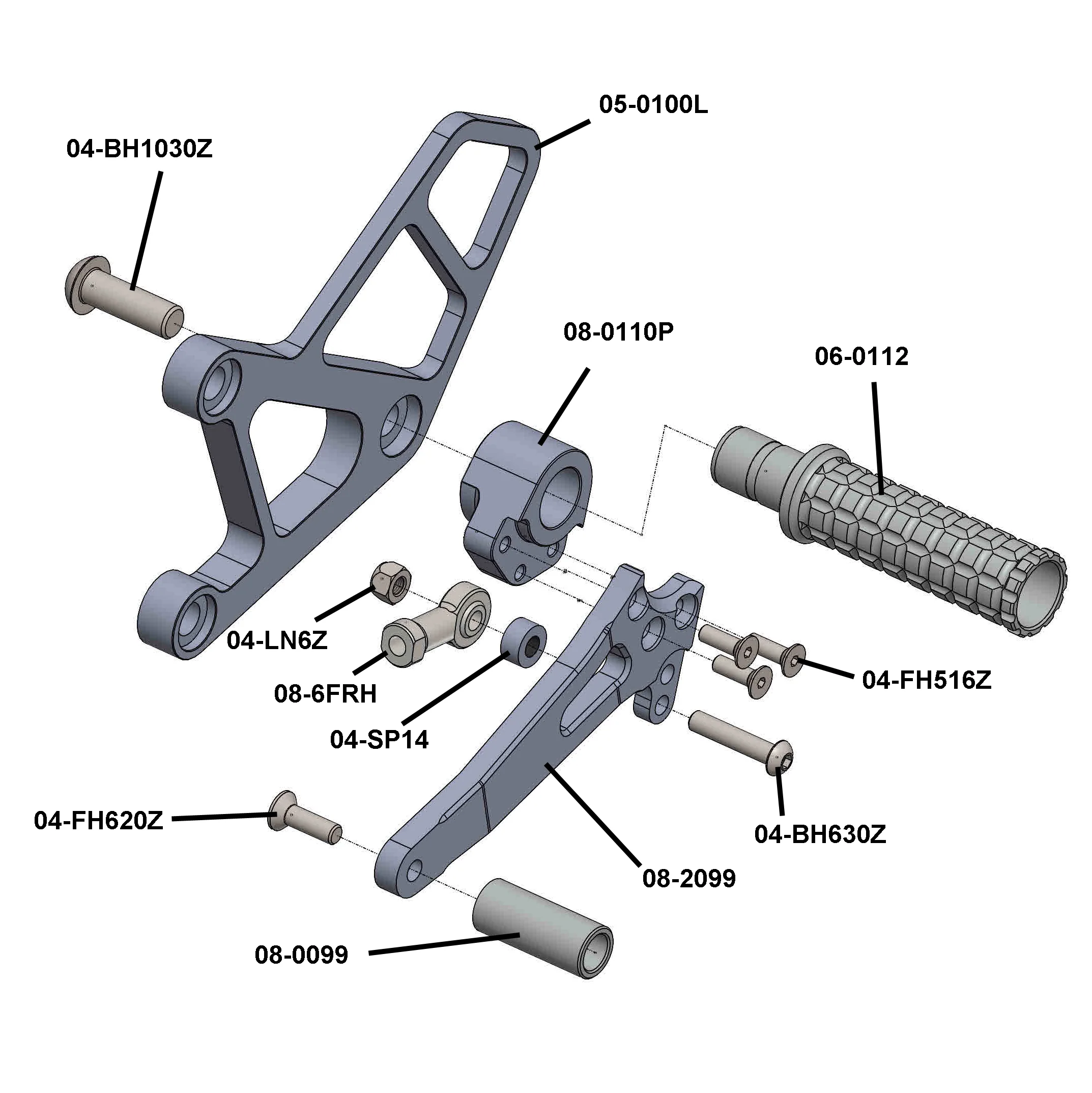05-0100B Kawasaki ZX6/ZX7/ZX9 Rearset Complete - Image 6