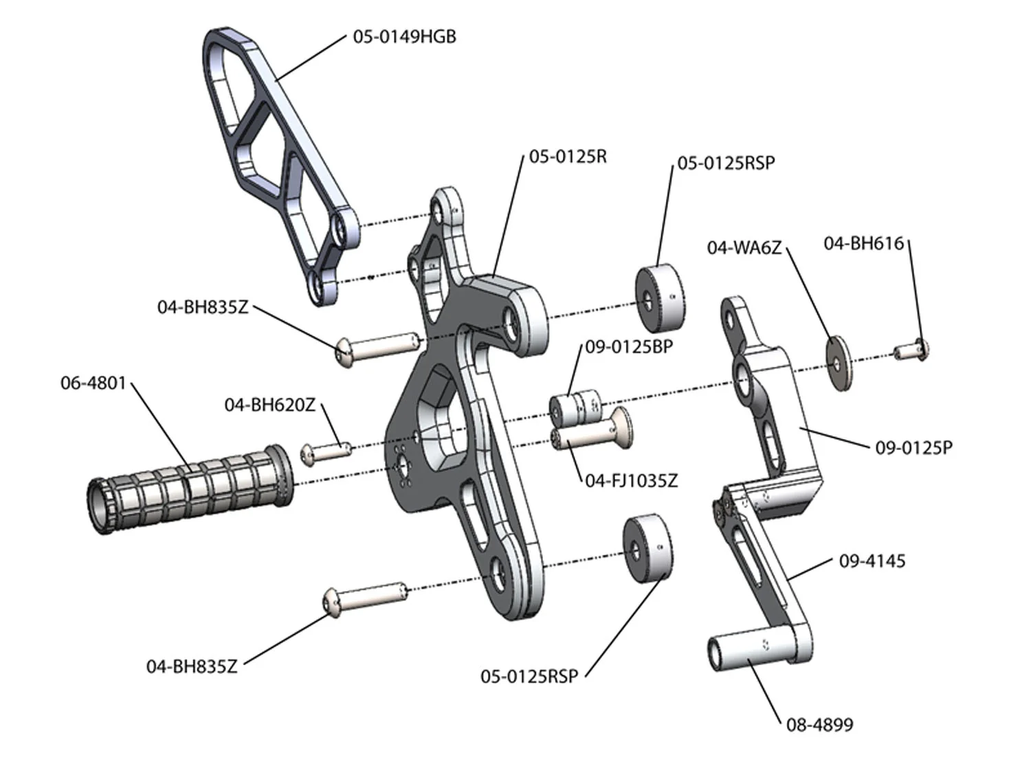 05-0125B 2012-16 Kawasaki Ninja 650R Complete Rearset - Image 5