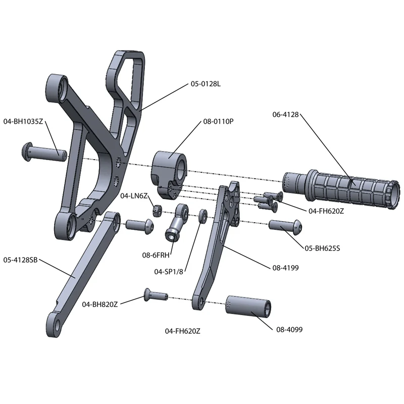 05-0129B 2009-11 Kawasaki Ninja 650R Complete Rearset - Image 3