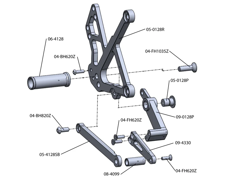 05-0129B 2009-11 Kawasaki Ninja 650R Complete Rearset - Image 4