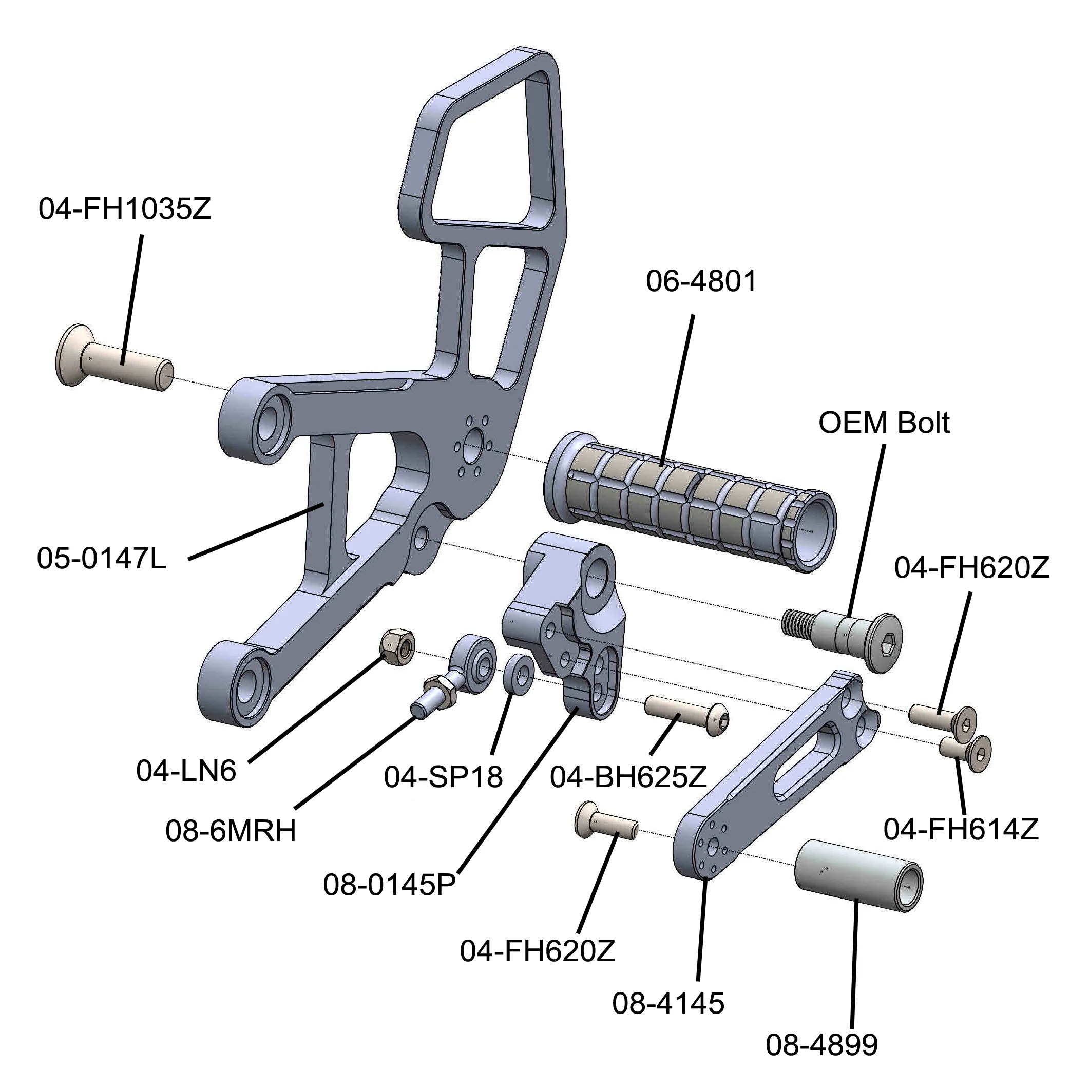 05-0147B 2007-08 Kawasaki ZX6/636 Complete Rearset - STD/GP Shift - Image 3