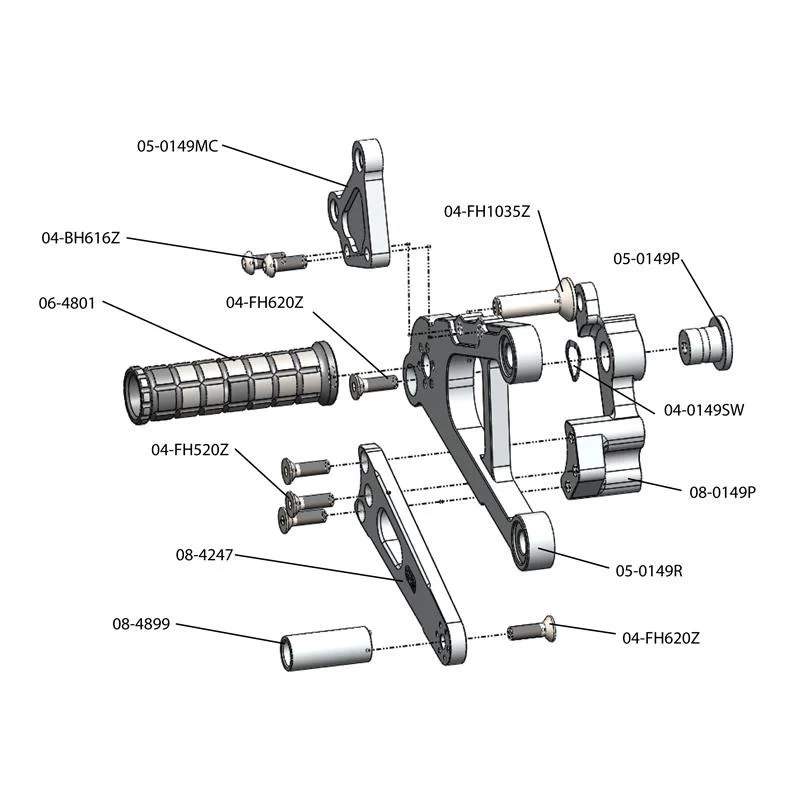05-0150B 2013-18 Kawasaki ZX636 Complete Rearset - STD/GP Shift - Image 4