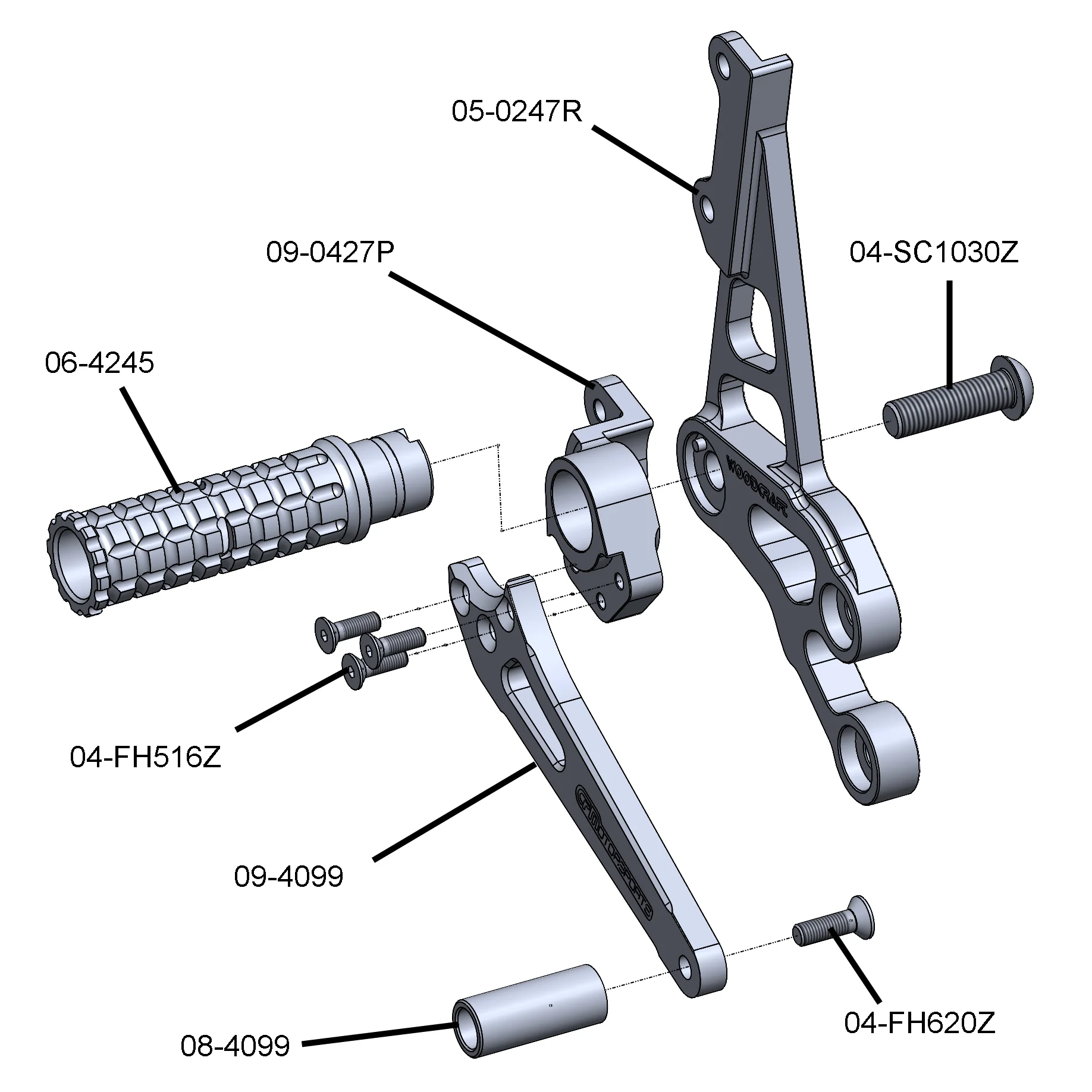 05-0247B 2006-10 Suzuki GSX-R600/750 Complete Rearset - Image 3