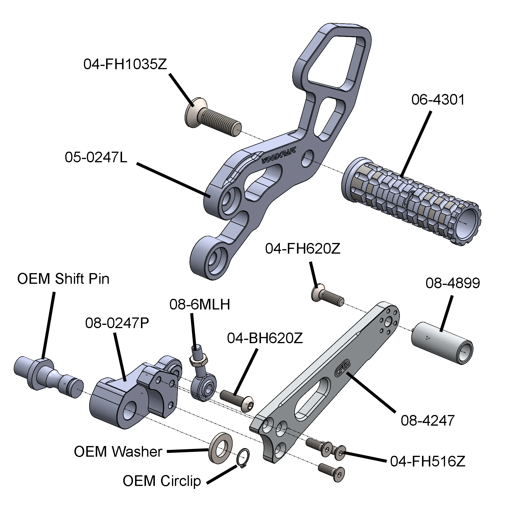 05-0247B 2006-10 Suzuki GSX-R600/750 Complete Rearset - Image 4